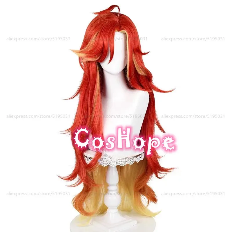 

COSda@Pyro Archon Mavuika Cosplay Wig 100cm Long Curly Wave Wig Red Yellow Mixed Wig Cosplay Anime Heat Resistant Synthetic Wigs