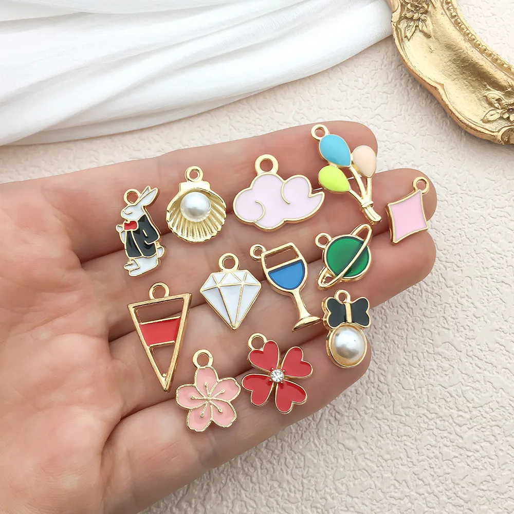 20 Pcs/Lot Drip Oil Enamel Cloud Star Four-Leaf Clover Charm Pendants for DIY Necklace Bracelet Jewelry Making 2026