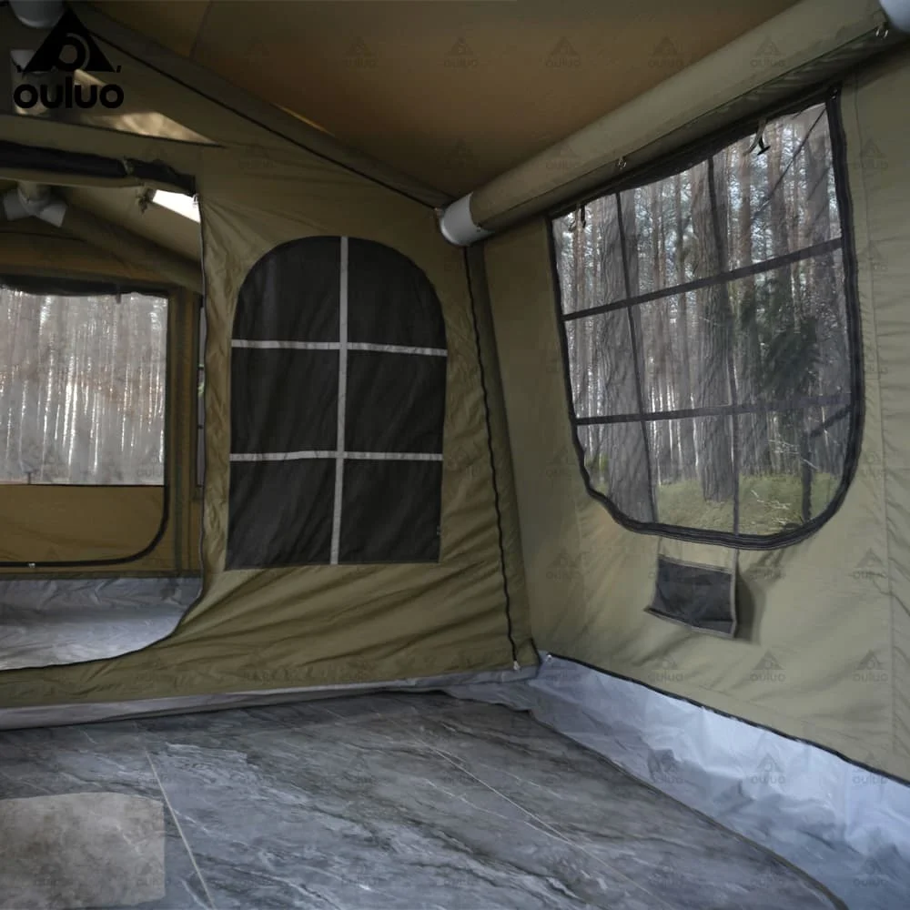 Factory Price Large Green Inflatable Tent One Bedroom One Living Room Waterproof Cotton Camping House for 2-8 People