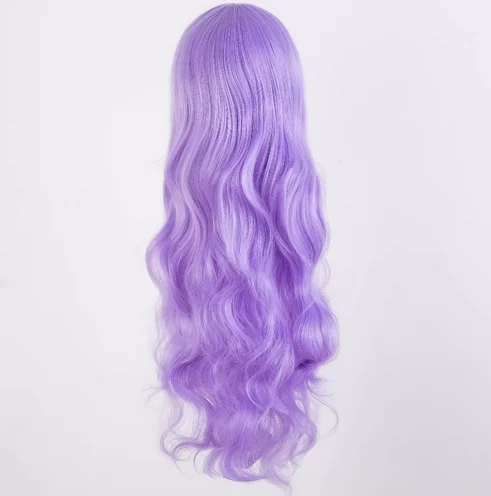 Purple Wig  Synthetic Heat Resistant Fiber Lilac Color Carnival Peruca Cos-play Long Curly Hair Female Salon Hairpiece