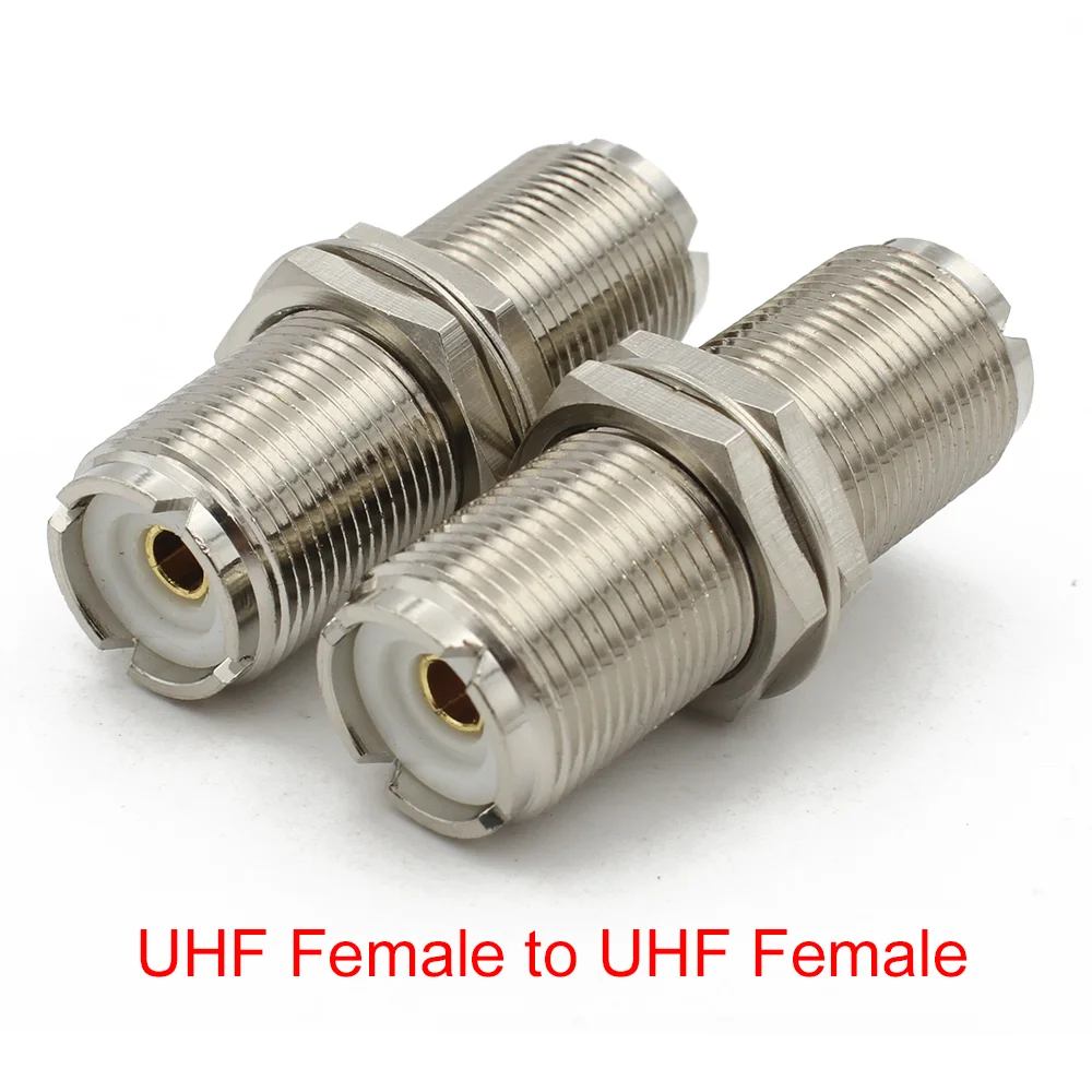 PL259 UHF to UHF Female Jack Straight 4-Hole Flange Panel Chassis Mount SO239 Female bulkhaed RF adapter connector Copper Brass