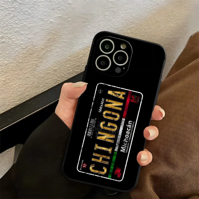 Michoacan License Plate Embroidery Phone Case For Iphone 13ProMax 15 11 13 14 Pro Xs Max Mini Xr X 7 8 6 6s Plus Shell Coque