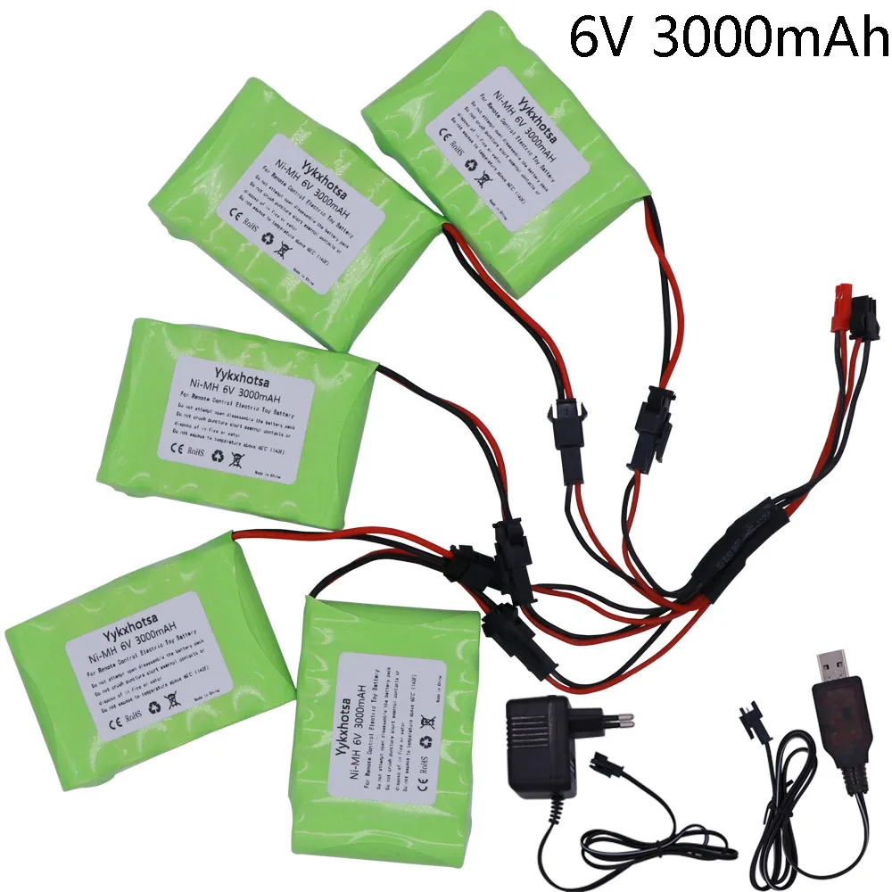 6V 3000mAh AA Battery and Charger For RC Cars Robots Tanks Gun Boats 6v NiMH Battery Aa 2400mah 6V Battery Pack