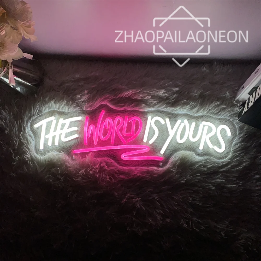 the world is yours neon led sign lamp quarto decoracao do quarto sinais de luz festa decoracao do casamento bar coffee shop usb 01