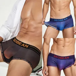 Seobean New Men Letter Gradual Change Elastic Boxer shorts Gay men Wrapped Breathable and Comfortable Underwear