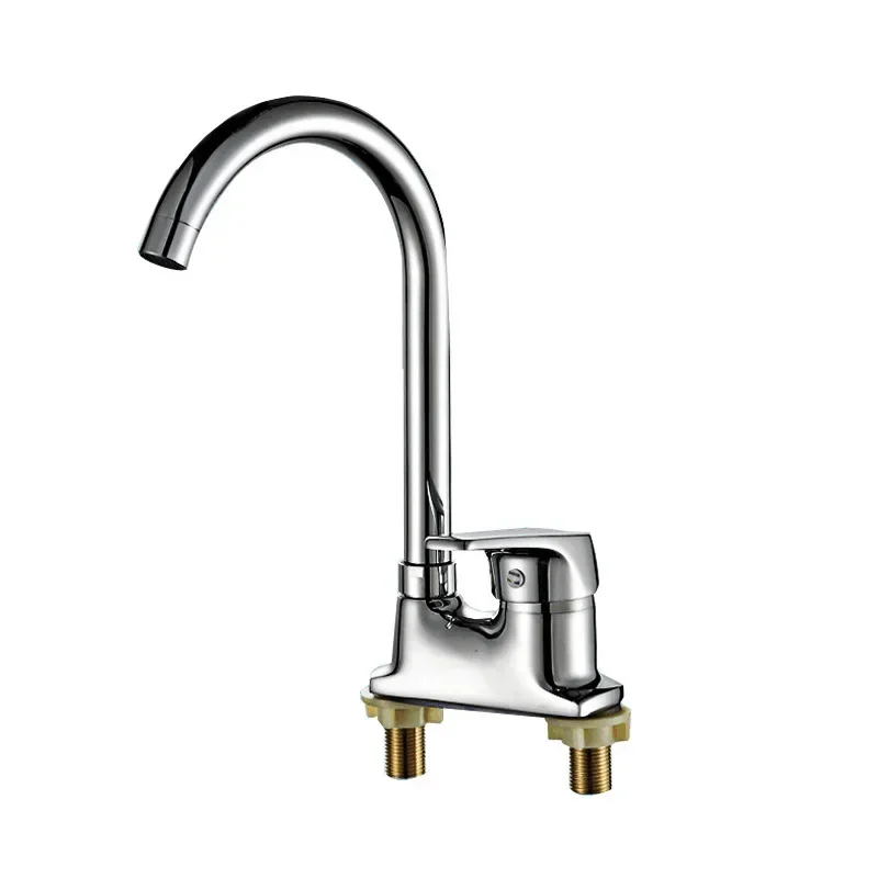 Single Handle Dual Hole Hot and Cold 360 Degree Rotating Washbasin Faucet Made of Copper