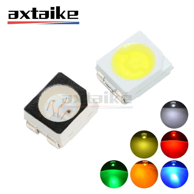 100 Uds 3528 1210 SMD LED superbrillante rojo verde azul amarillo blanco diodo LED 3,5*2,8*1,9mm bombillas LED diodo emisor