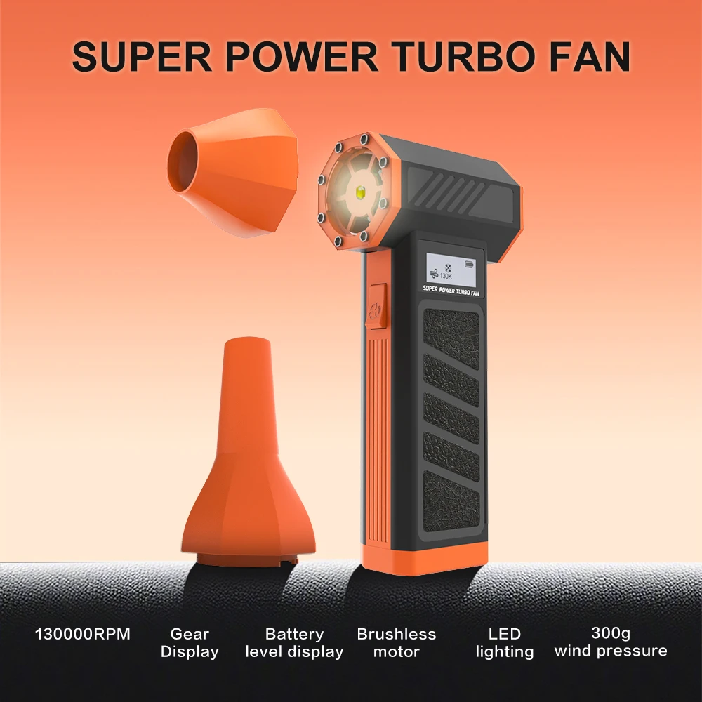 160000RPM Turbo Jet Fan Electric Blower 5000mAh Wind Speed 60m/s  Multifunctional Blowing Dust Dryer 30W fast charging