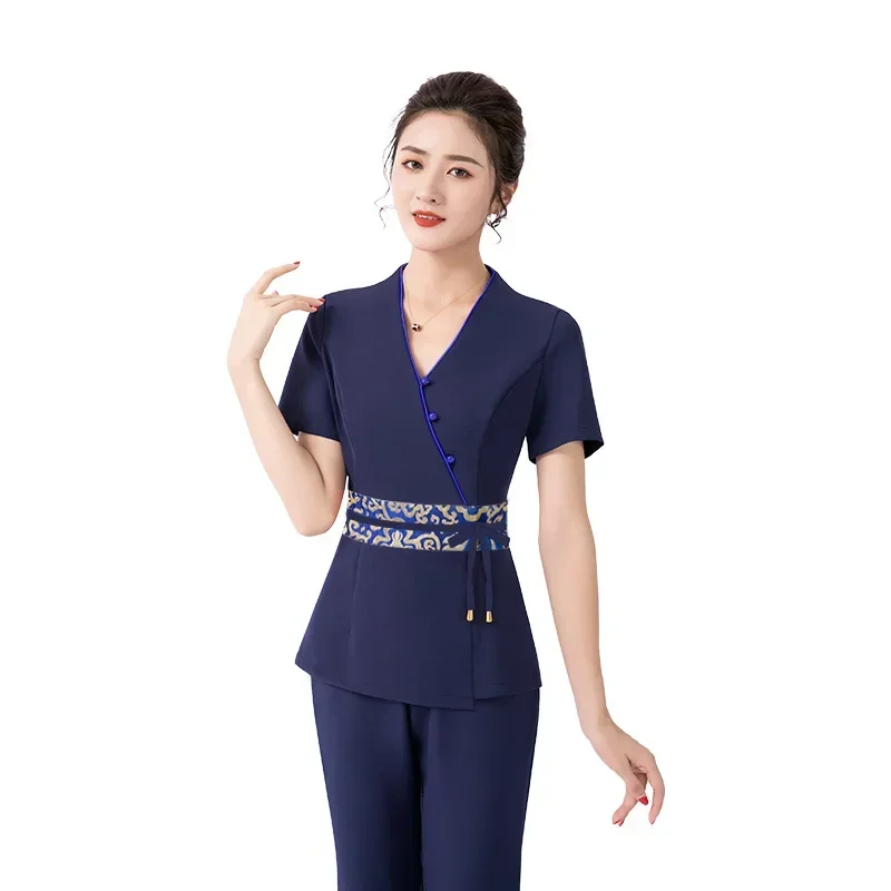 New Beauty Salon Uniform Professional Esthetician Overalls Spa Foot Baths Ear Massage Technician Work Clothes for Woman Suits