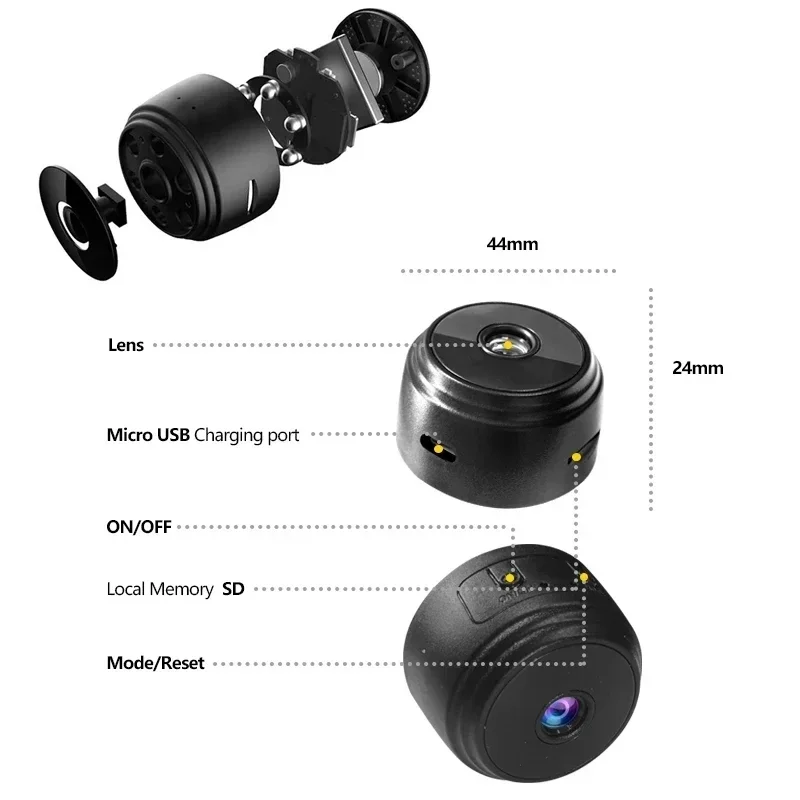 Mini caméra A9 HD intelligente pour la sécurité domestique, caméra IP WiFi, moniteur, caméra à distance mobile, application mobile à distance.