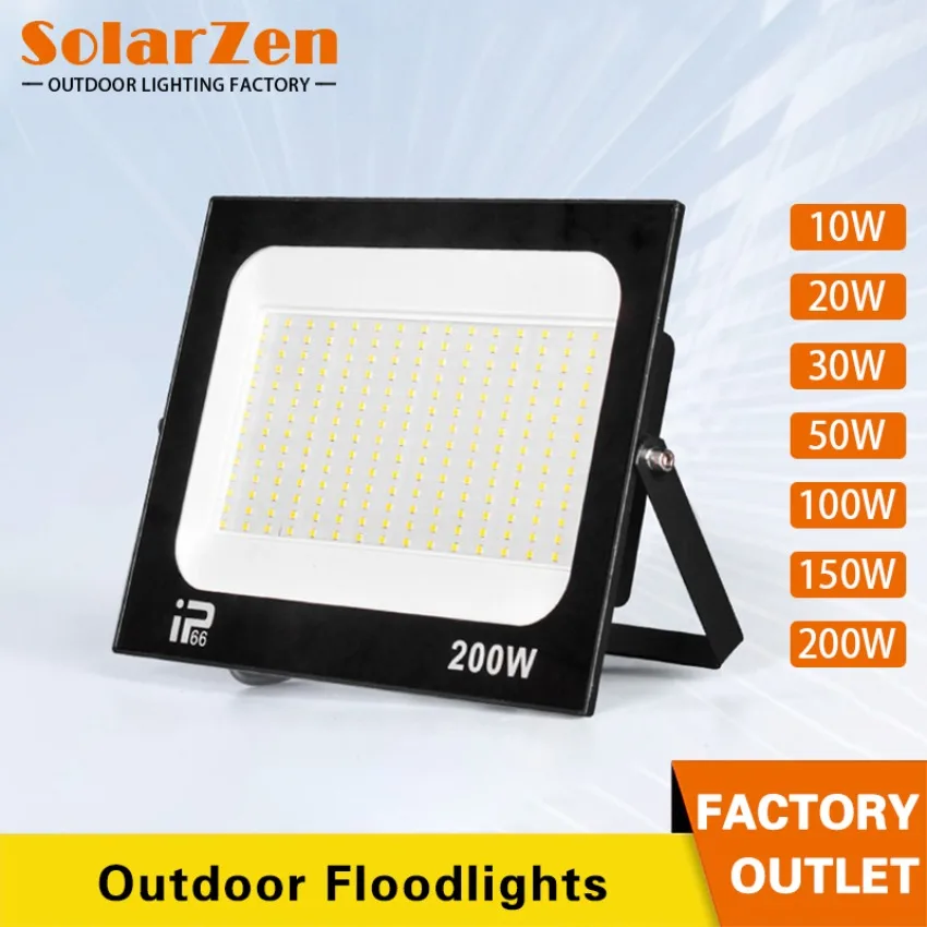 200W LED Floodlight Spotlight Outdoor IP66 Waterproof Courtyard Light Porch Garden Garage Street Indoor Outdoor Lighting AC220V