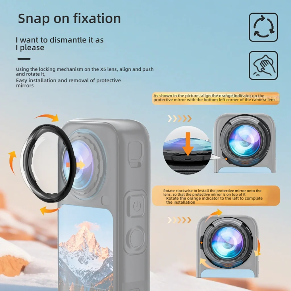 Metallrahmen-Kamerakäfig für Insta360 X6 Aluminium Magnetischer Schnellverschluss mit HD-Glas-Objektivschutz und Montageadapter – Detail 16