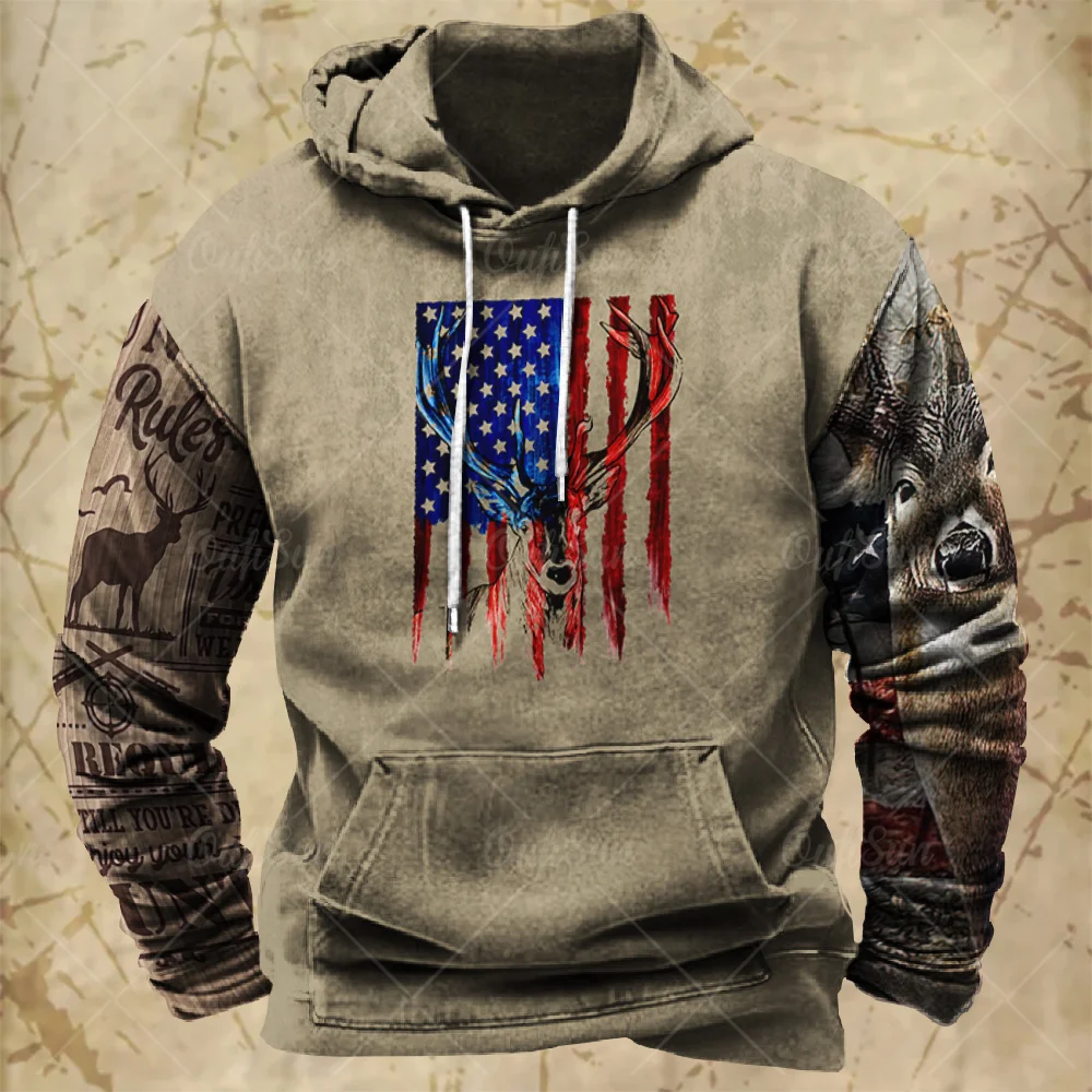 2023 Winter Men\'s 3D Printed Hoodie Street Apparel Retro Sports Hoodie High Quality