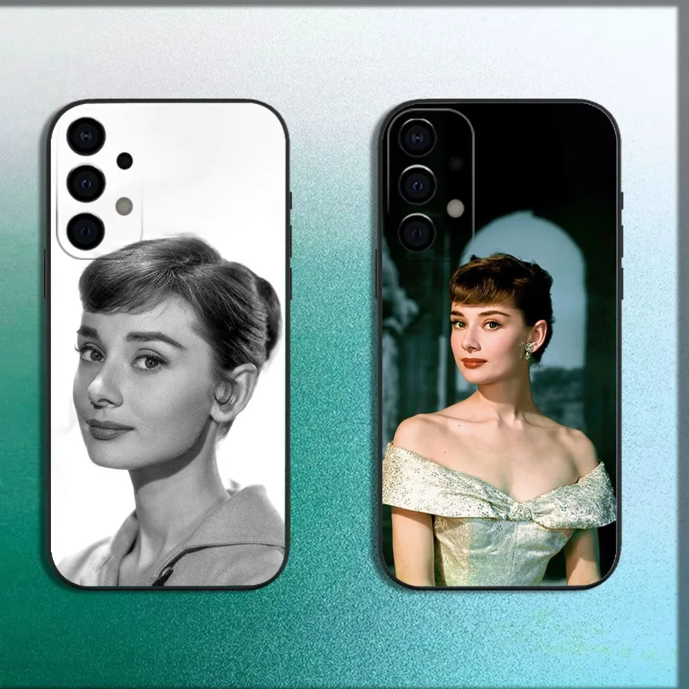 Actress Audrey H-Hepburn Phone Case For Samsung Galaxy A13,A21s,A22,A31,A32,A52,A53,A71,A80,A91 Soft Black Cover