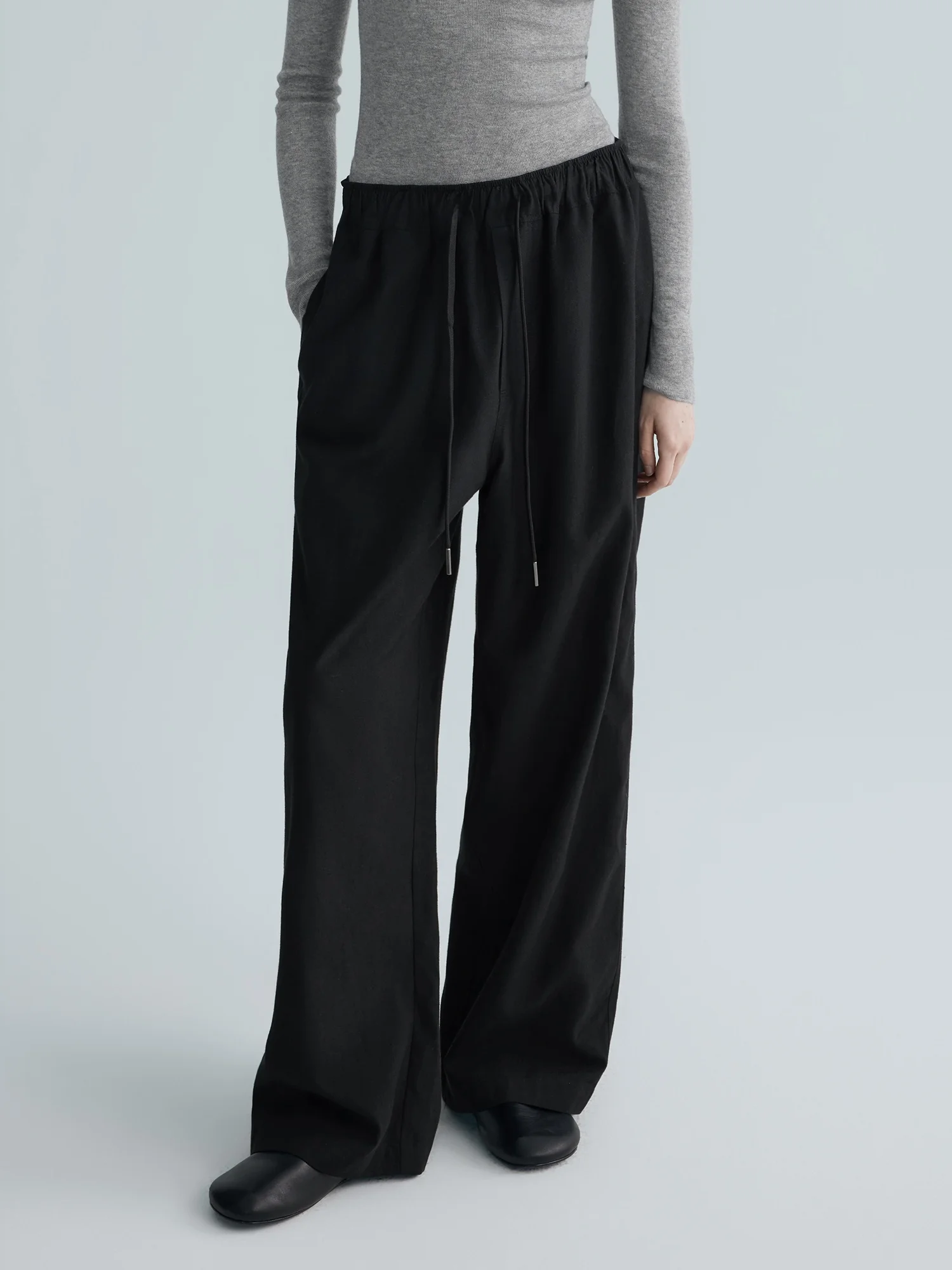 

Hua Ji Yan Linen Wool Blend Casual Pants Dstring Elastic Waist Corduroy Women's Faion Autumn Season Versatile Trousers