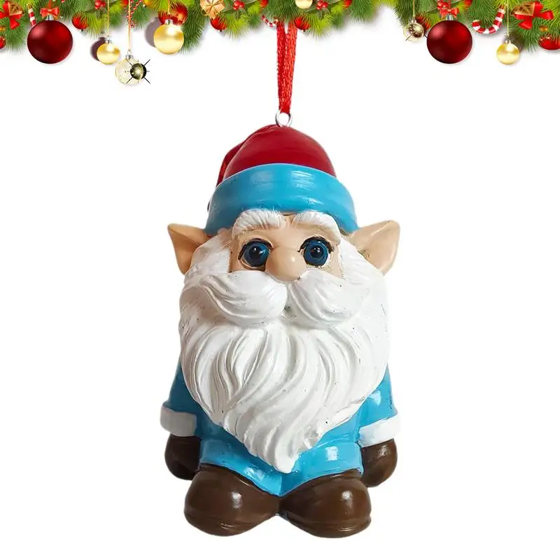 Gnome Christmas Tree Ornaments 3D Cartoon ResinDwarf Christmas Ornament Cute Faceloss Doll Decor Swedish Tomte Pendants For Home