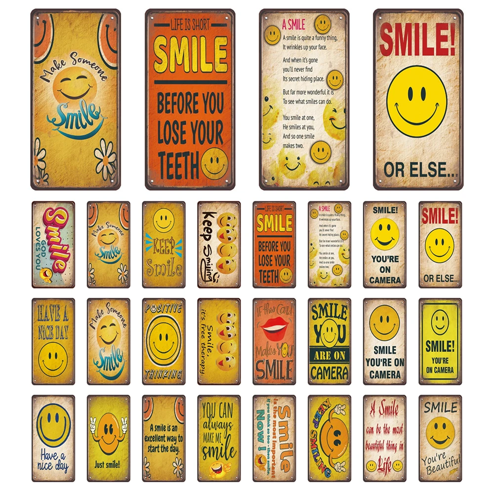 [ Mike86 ] Smile Metal sign Wall Posters Painting Gift art Home Decor Pub LTA-541 15*30 CM