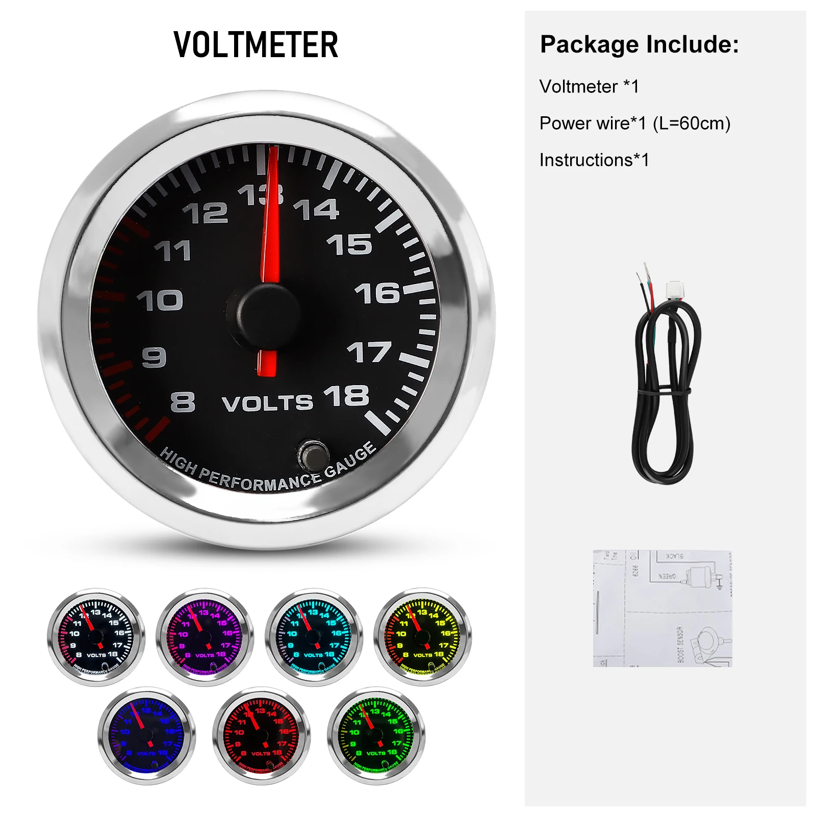 Nieuwe 12 V 52mm 7 Kleuren Auto Boost Watertemperatuur Olietemperatuur Olie Druk Lucht brandstofverhouding Voltmeter EGT toerenteller RPM Gauge