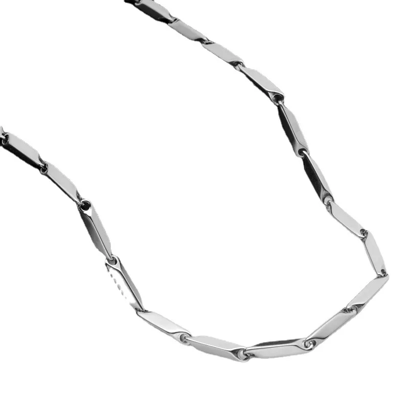 Hip-Hop 3mm Titanstahl-Kettenhalskette für Männer Vintage Edelstahl Bambus-Kettenhalskette Schmuckzubehör – Detail 6