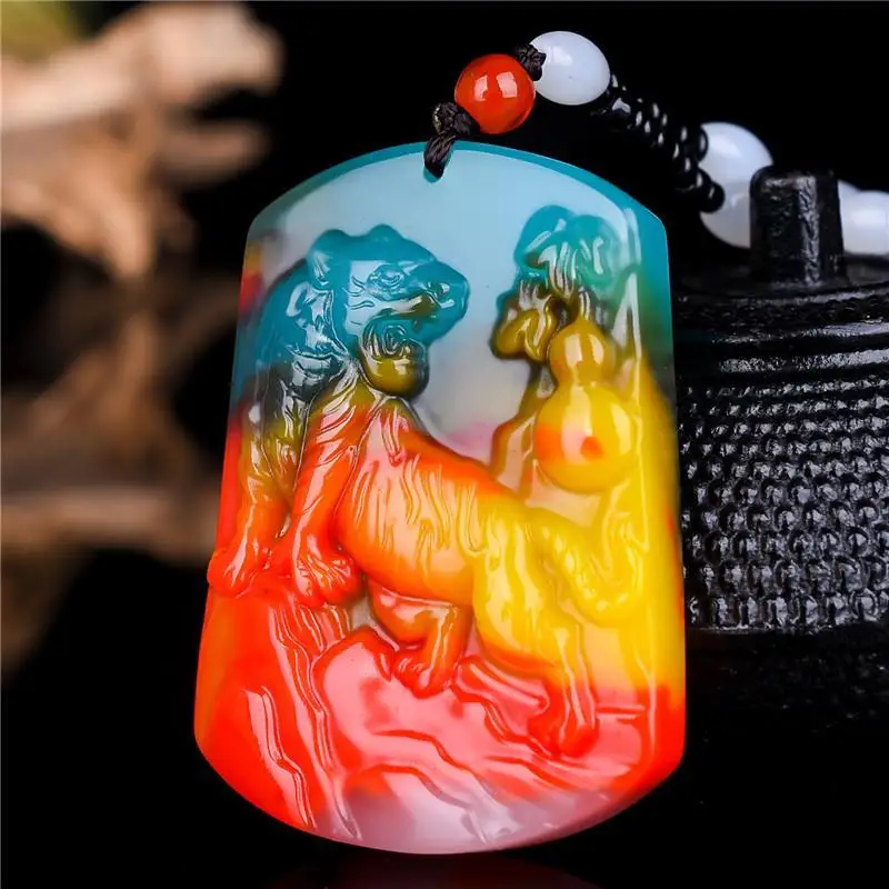 Xinjiang Hetian Jade Color Jade Zodiac Tiger Pendant for Men and Women Mountain Tiger Pendant