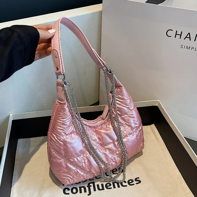 

Новинка 2023, модная сумка для подмышек, кошелек, дизайнерские космические хлопковые Сумки на одно плечо для женщин, сумка через плечо с подкладкой из перьев