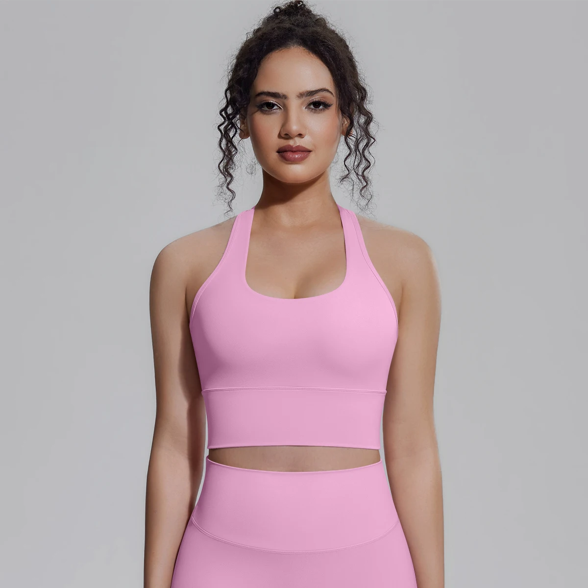 Summer Breathable Shockproof Workout Top Gym Sports Yoga Vest Shock-absorbing Running Yoga Tank Top with Chest Pad I-shaped Vest