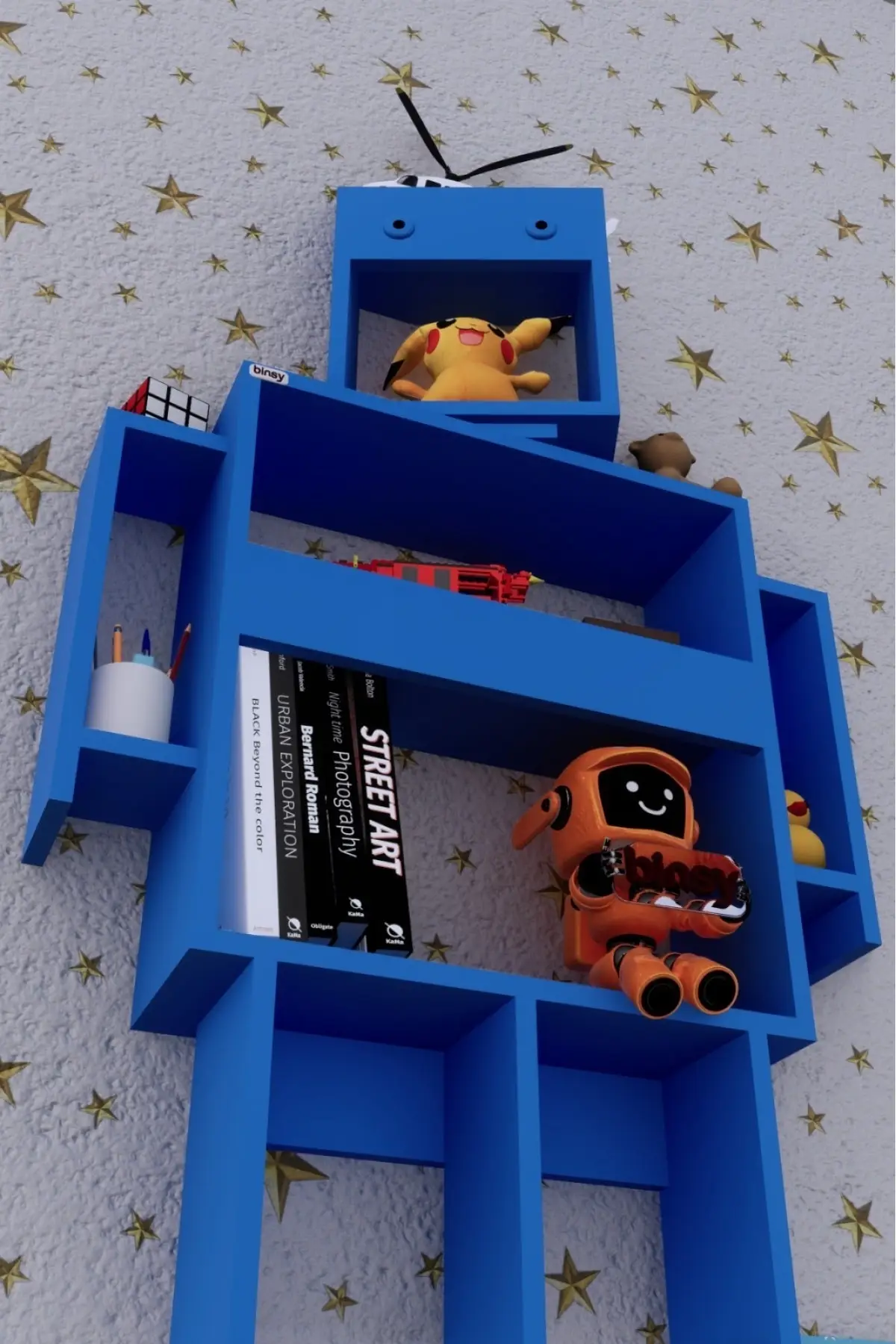 Robokit Blue Robot Bookshelf child robot modern bookcase