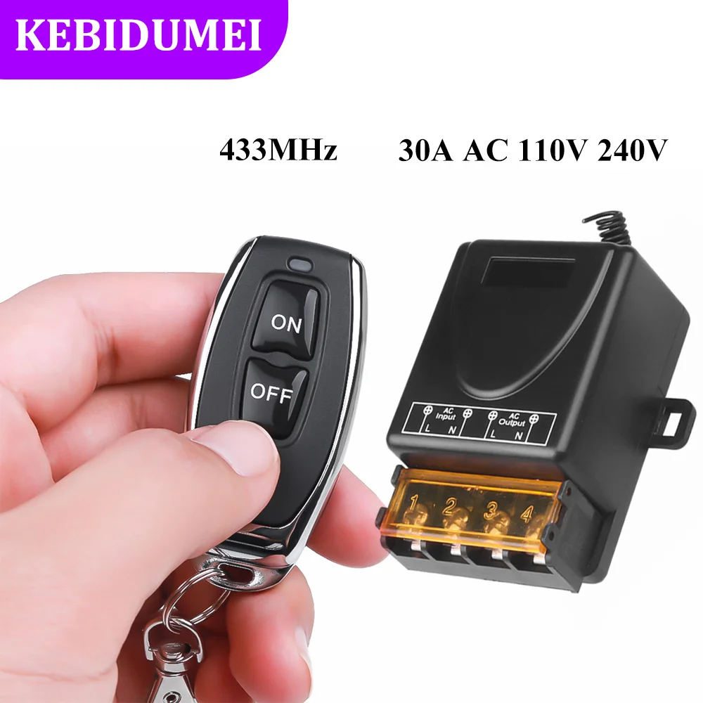 RF 433MHz Wireless Remote Control Switch AC 220V 30A 433MHz Learning Remote Control On Off Remote Controller Transmitter