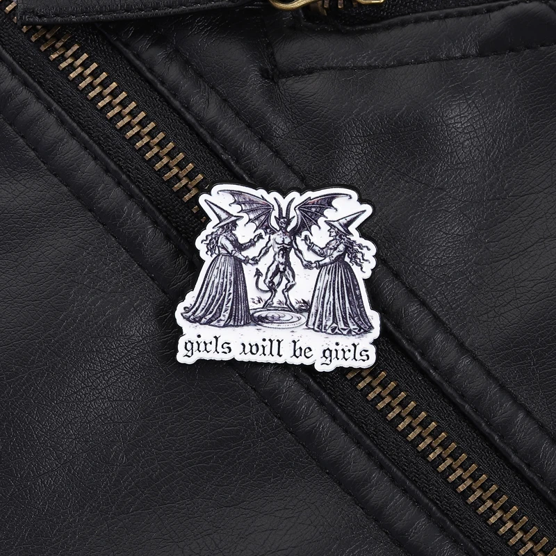 Dark Humor Witch Pin Retro Occult Design Brooch with Playful Quote Accessory for Daily Wear Unconventional Fan Style
