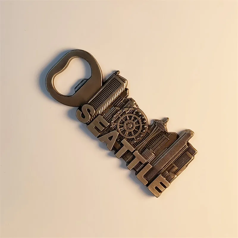Seattle travel souvenir creative three-dimensional decoration magnetic fridge magnet bottle opener resin material
