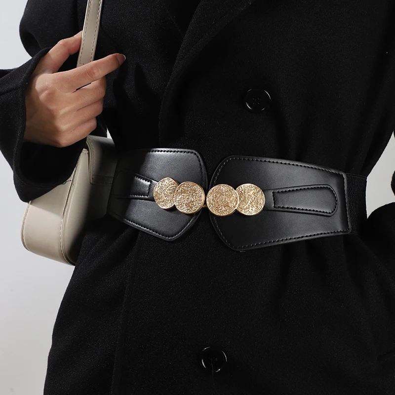 Belt female 2024 new model Internet celebrity decoration senior sense with a suit waist elastic and niche wide belt