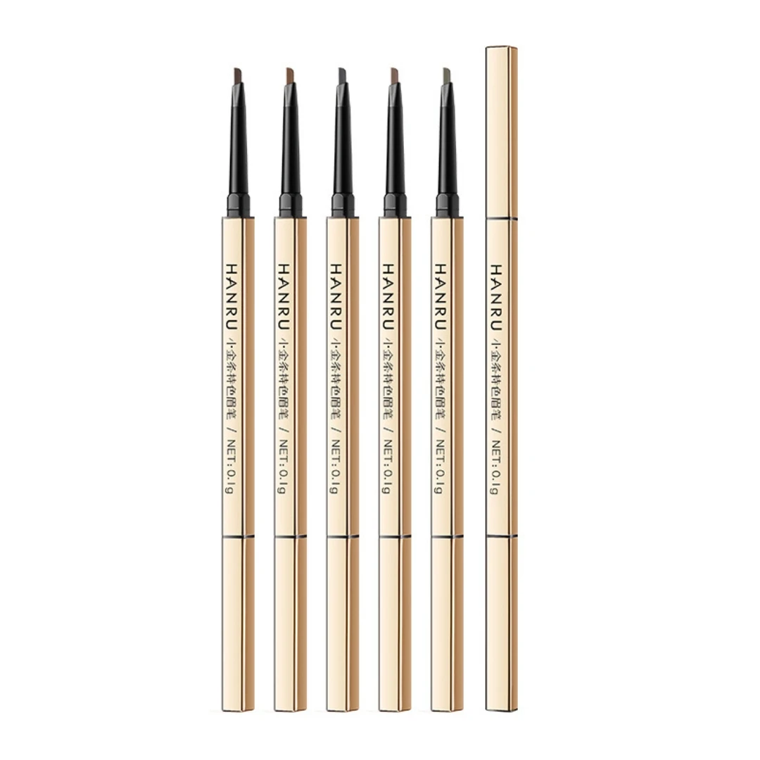 High quality small gold bar double headed eyebrow pencil with ultra-fine head, waterproof and long-lasting, natural mist eyebrow