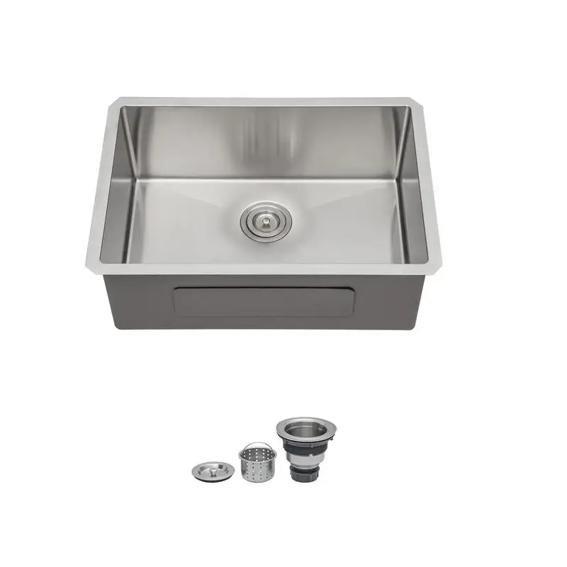 

28 Inch Undermount Stainless Steel Kitchen Sink, 28"x18"x9" Single Bowl, 16 Gauge, 9 Inch Deep Basin, Includes Drain Assembly