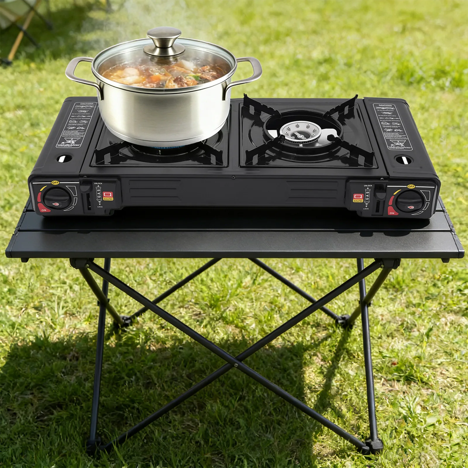 Tragbarer Camping-Gaskocher mit 2 Brennern, 2500 W pro Brenner …