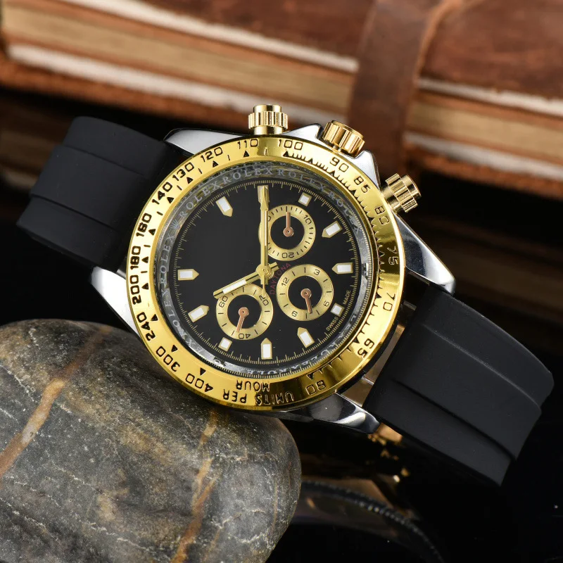 2025 Reloj deportivo de lujo para hombre, correa de goma, calendario, pantalla resistente al agua, movimiento de cuarzo de 100M, estilo informal de negocios