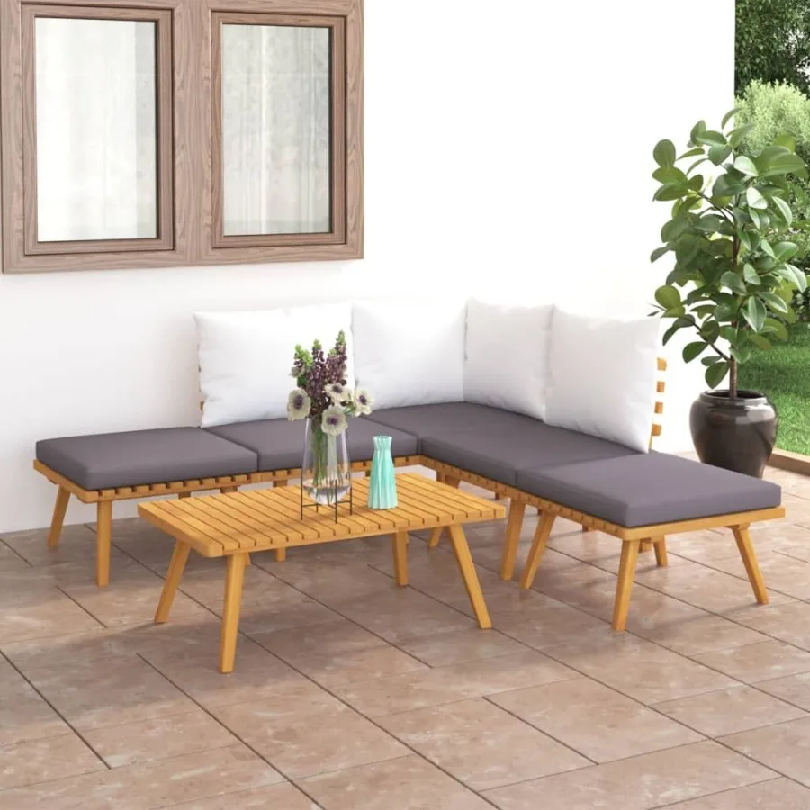 

6 Piece Patio Lounge Set Solid Acacia Wood