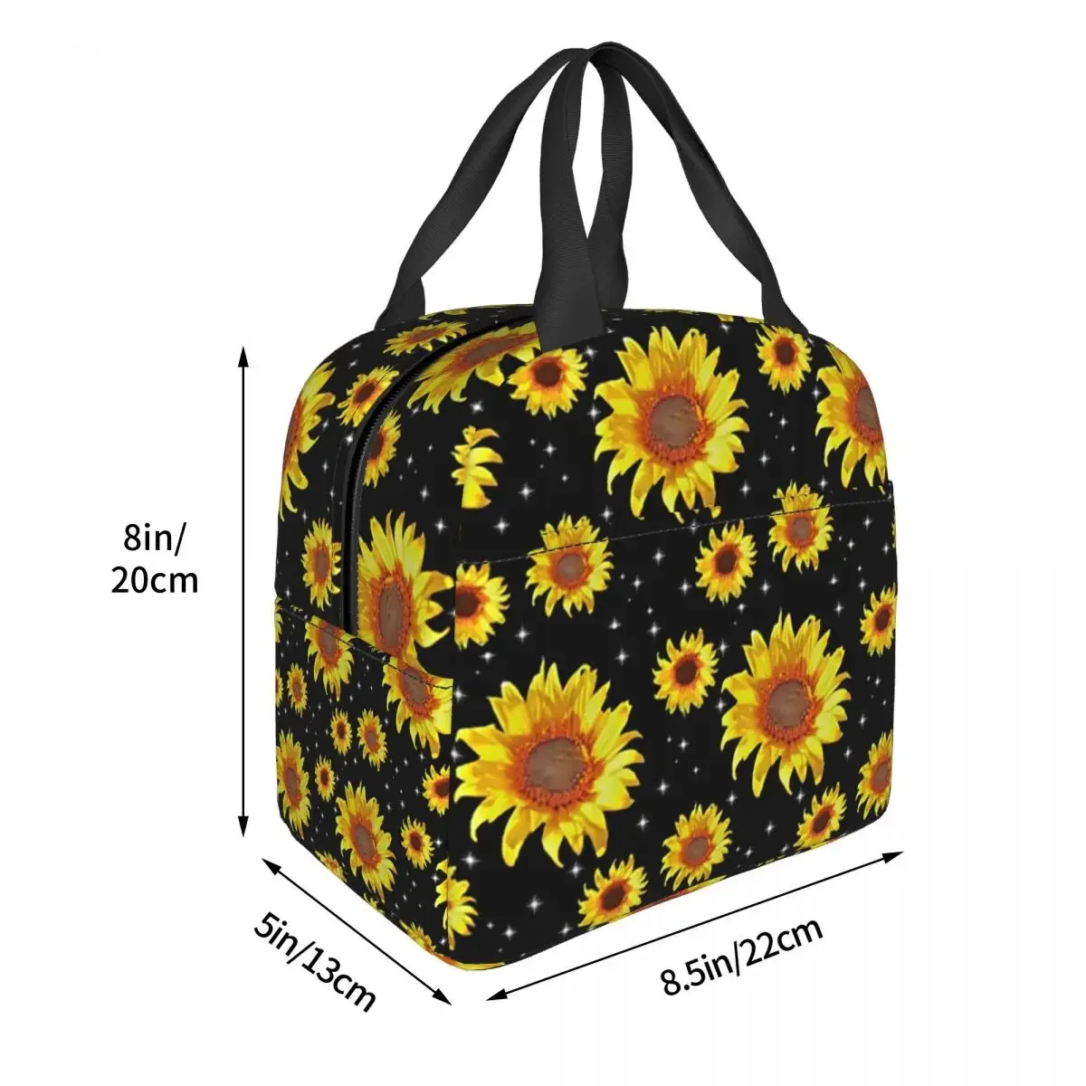 Girasole con la luce delle stelle borsa termica per il pranzo per le donne scatola termica per il pranzo per alimenti per bambini scuola per bambini