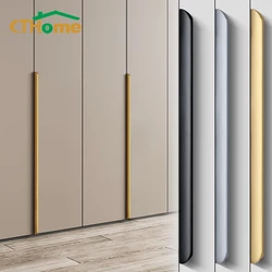 Hidden Furniture Handles Gold Black Modern Aluminum Alloy Wardrobe Drawer Knobs Long Kitchen Cabinet Pulls Cupboard Door Handles