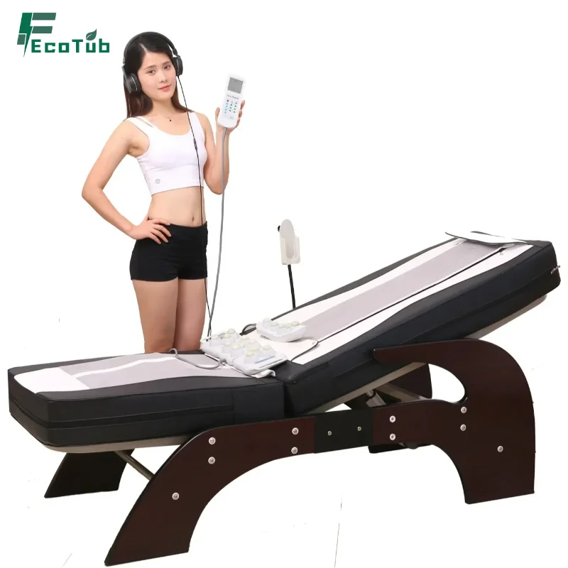 Table de massage infrarouge à rouleaux de jade, thérapie thermique, scanner intelligent de colonne vertébrale, table électrique pliable, 12 modes pour clinique chiropratique et usage domestique