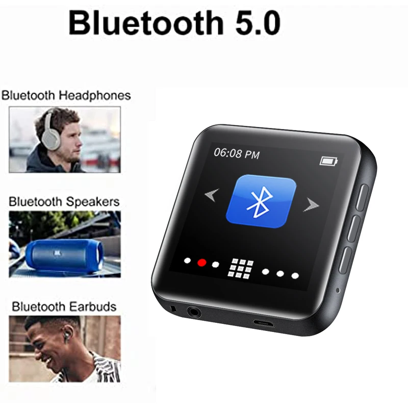 Ruizu New Metal M4 Bluetooth MP3 Player Built-In Speaker Fm Radio E-Book voice Recorder Portable Audio Sport Flac Music Video