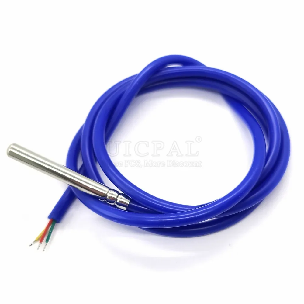 Temperature Sensor Probe DS18B20 304 Stainless Steel 6*50MM OD 5.0MM Waterproof Dustproof PVC SL Sensors Cable 1M Length