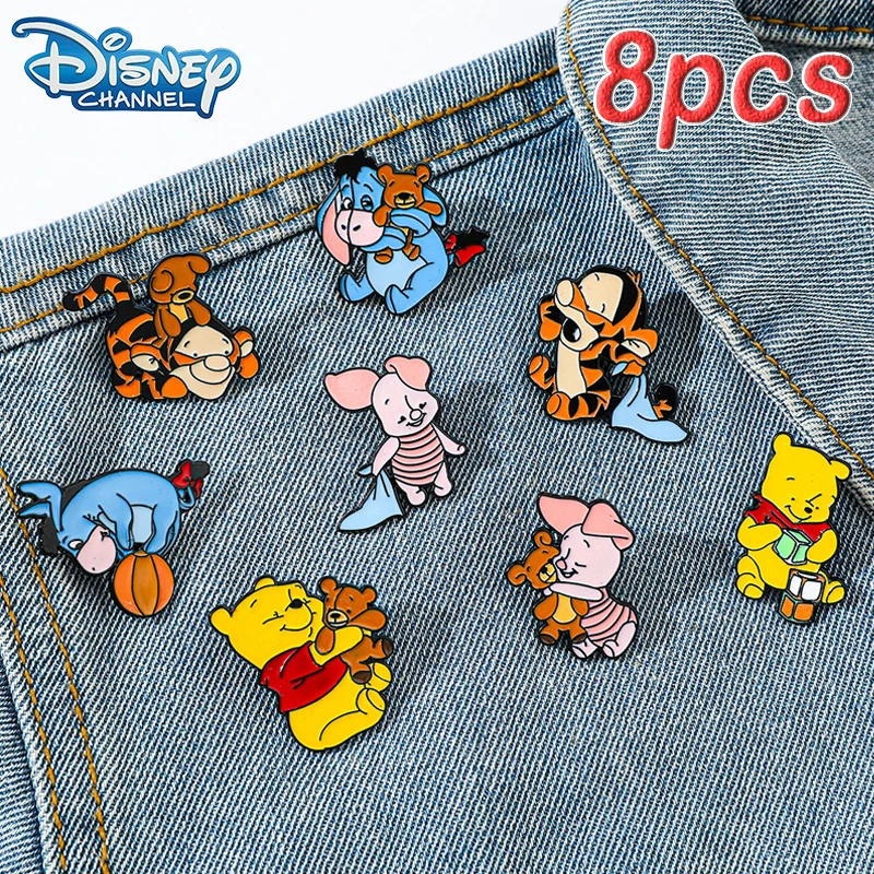 New Disney Winnie The Pooh ป้ายโลหะรูปการ์ตูน Pooh Bear Piglet Tigger เคลือบ Pins สําหรับผู้หญิงน่ารักเครื่องประดับอุปกรณ์เสริมของขวัญ