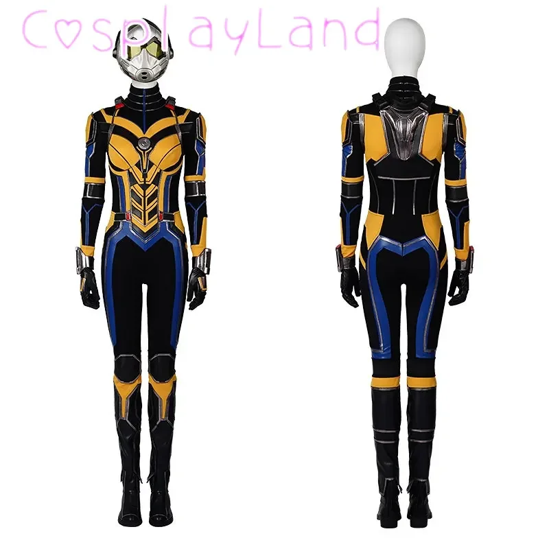 

Ant 3 Quantumania Superhero Wasp Cosplay Hope Van Dyne Costume Heroine Battle Jumpsuit with Props Shoes Helmet Outfit