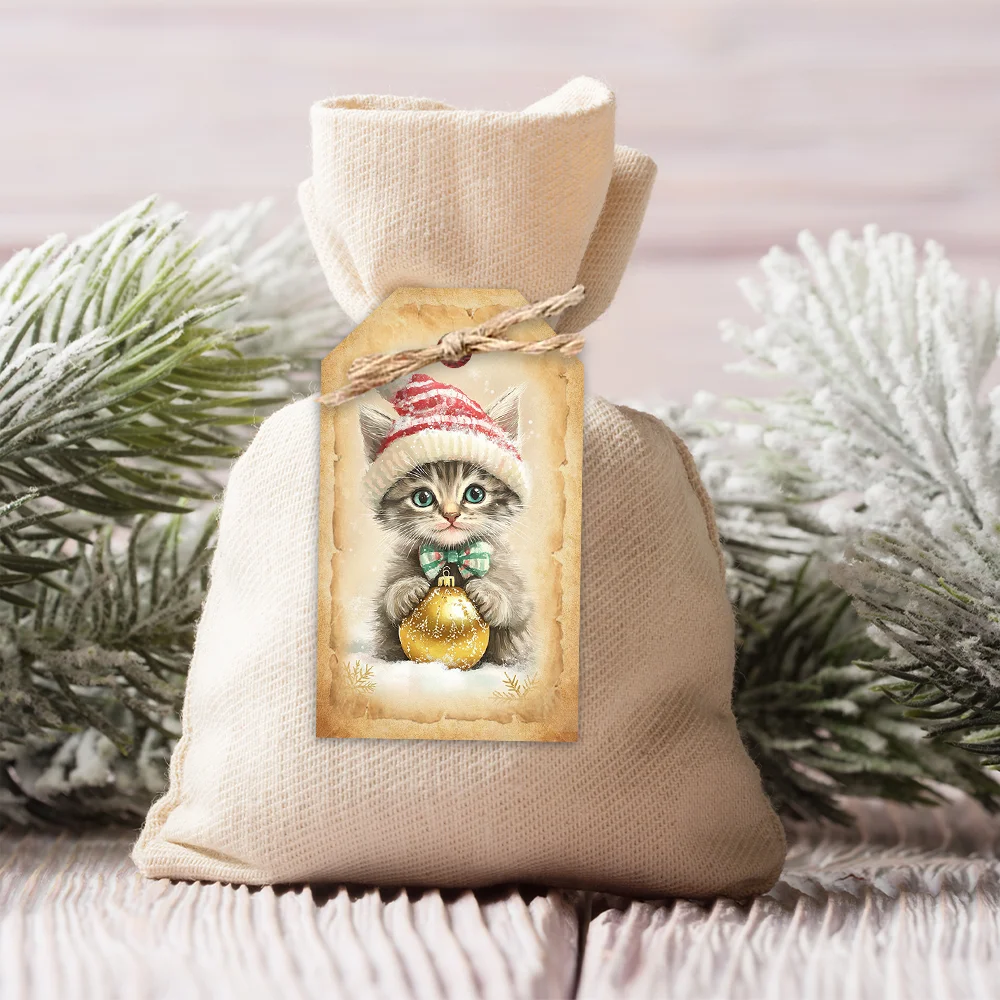 40個、クリスマスタグ、ギフトラベル、パーティーデコレーション、DIY、パッケージ装飾、グリーティングカード、パーティーカード、ジュート紐