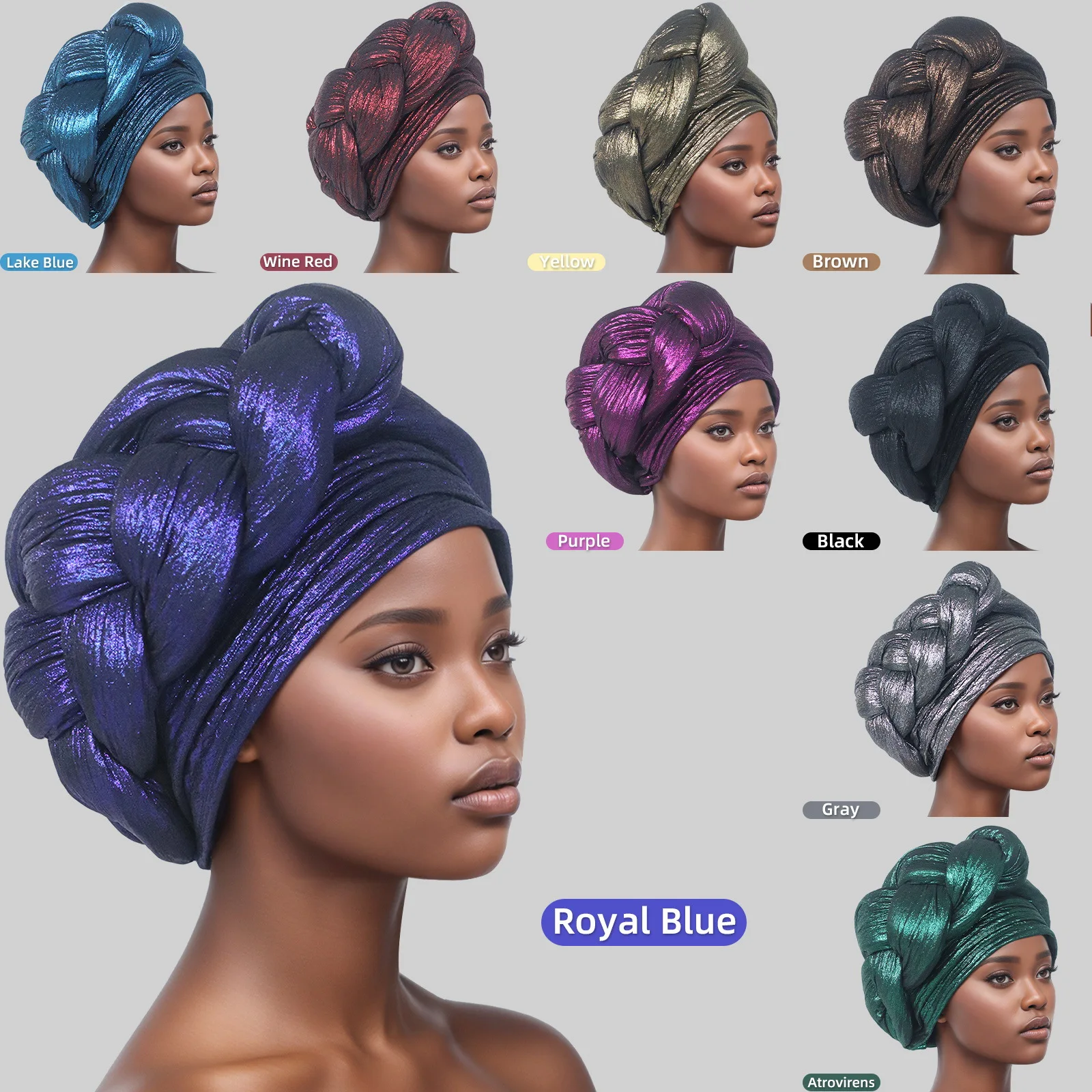 Exaggerated Big Braid Turban Cap for Women African Lady Head Wraps Nigeria Autogele Headtie Wedding Party Headgear Turbante