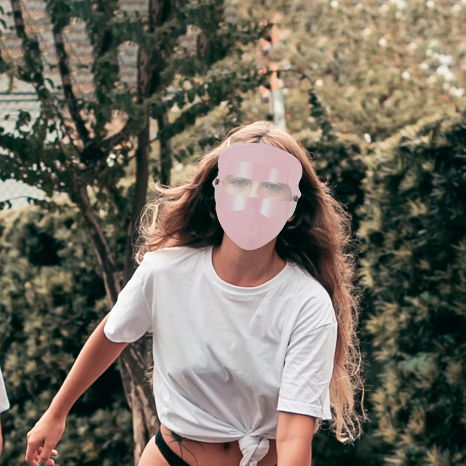 

Sunscreen Mask Pink Free Size Breathable Ice Silk Summer Face Mask Thin Washable Uv Protection Anti-Aging for Women Outdoor