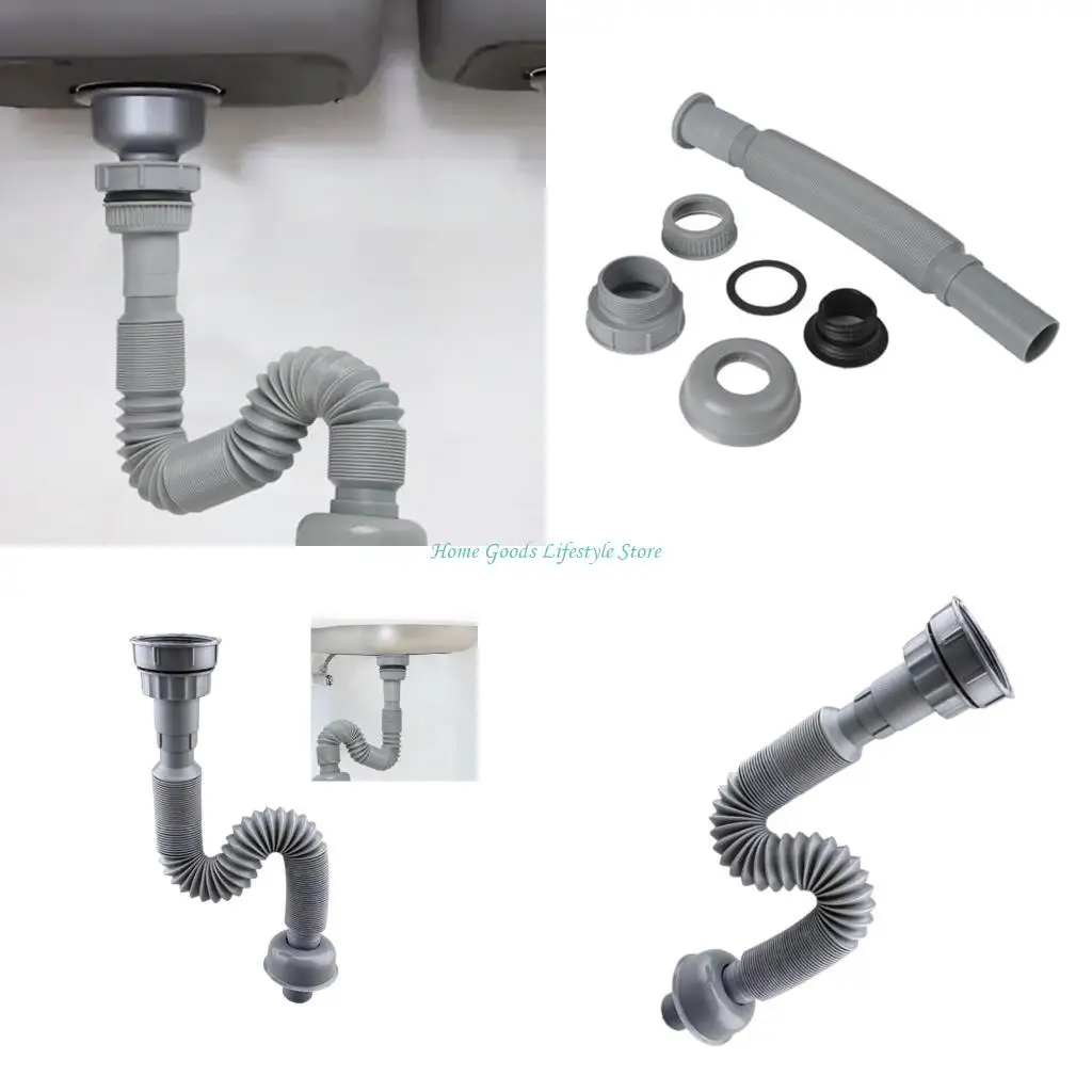 E74E Universal Kitchen Sink Drain Pipe Drainage Pipe Fit 32/45/56Mm Interfaces Easy Installation & Efficient Water Flows