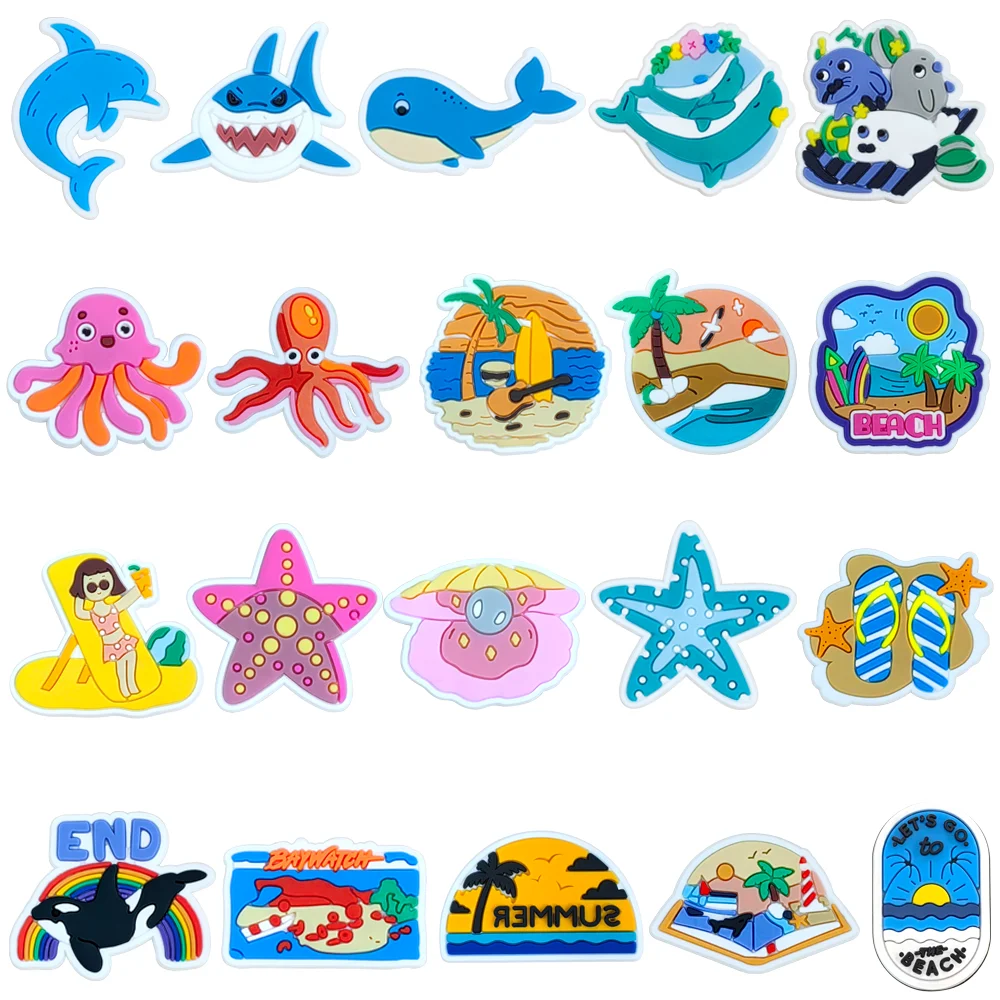 

Shoe Charms Beach Sea Shark Summer Animal Pins PVC DIY Sandals Accessories for Clogs Women Kids Girls Party Favors X-mas Gifts