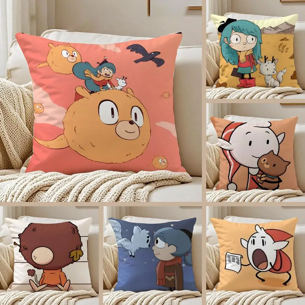 Magical Cartoon Hilda Cushion Cover Pillowcase Anti-dustmite Invisible Zipper Short Plush Sofa Cushion