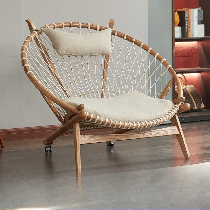 

Lazy wind solid wood leisure recliner designer balcony chair, armchair household simple lazy rocking chair